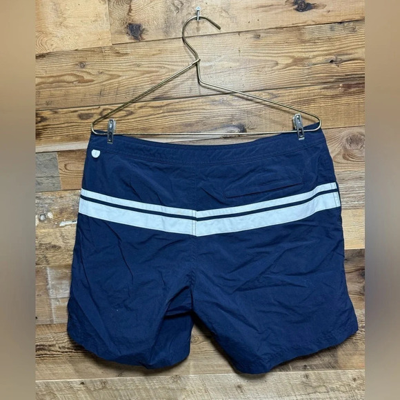 J Crew Original swim trunks mesh lined white stripe US  32 classic trendy comfy - Picture 2 of 3